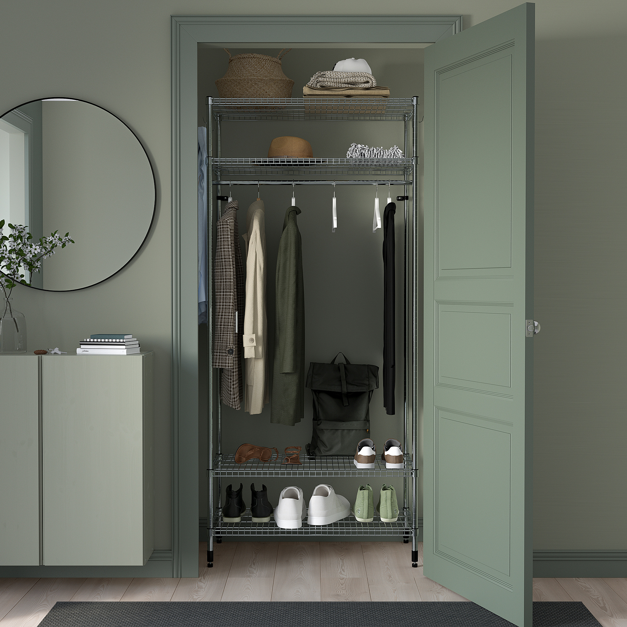 OMAR shelving unit with clothes rail