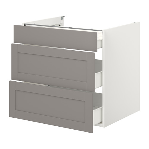 ENHET - 底櫃附3抽屜, 白色/灰色 框架, 80x62x75 公分 | IKEA 線上購物 - PE773253_S4