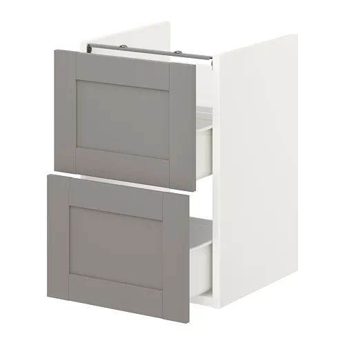 ENHET - 洗臉盆底櫃附2抽屜, 白色/灰色 框架, 40x42x60 公分 | IKEA 線上購物 - PE773181_S4