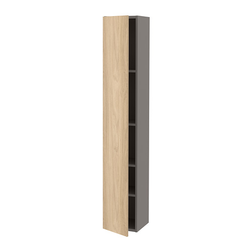 ENHET - hi cb w 4 shlvs/door, grey/oak effect, 30x32x180 cm | IKEA Taiwan Online - PE773297_S4