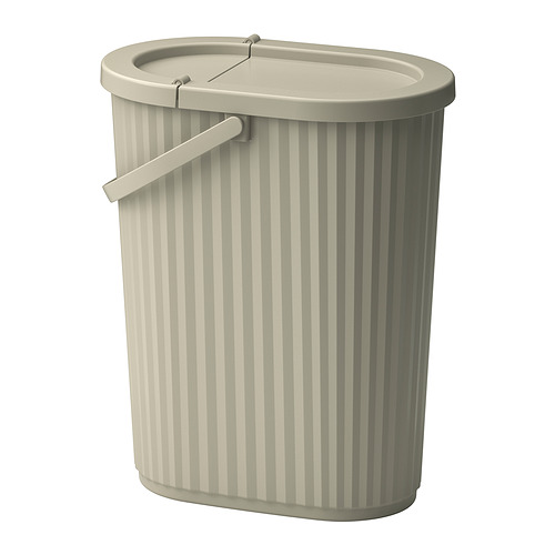 DAMMÄNG - bin with lid, grey-beige, 26 l | IKEA Taiwan Online - PE912322_S4