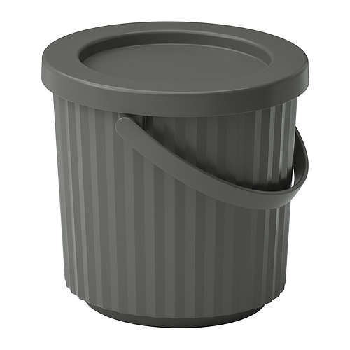 DAMMÄNG - bin with lid, dark grey, 8 l | IKEA Taiwan Online - PE912324_S4