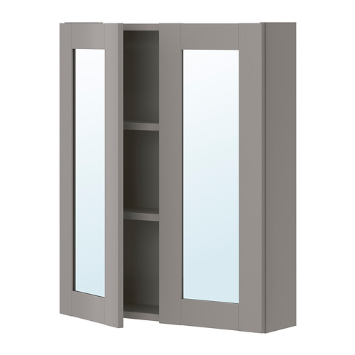 ENHET - 雙門鏡櫃, 灰色/灰色 框架 | IKEA 線上購物 - PE773285_S4