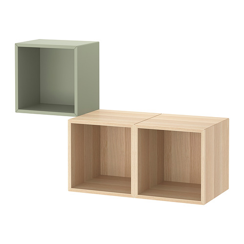 EKET - 上牆式收納櫃組合, 淺綠色/染白橡木紋 | IKEA 線上購物 - PE830238_S4