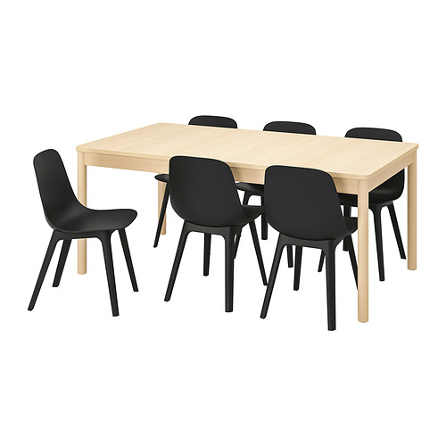 RÖNNINGE/ODGER - 餐桌附6張餐椅, 樺木/碳黑色, 180/235 公分 | IKEA 線上購物 - PE830316_S4