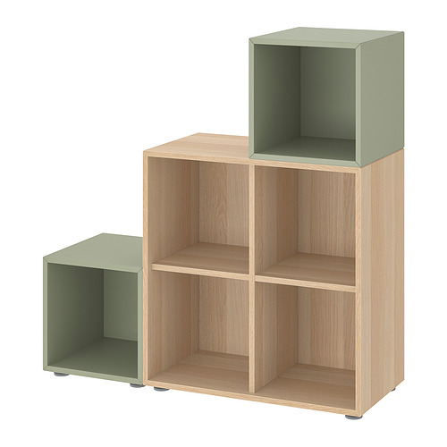 EKET - cabinet combination with feet, light green/white stained oak effect | IKEA Taiwan Online - PE830338_S4