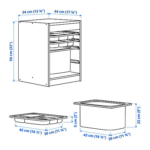 TROFAST storage combination with box/trays