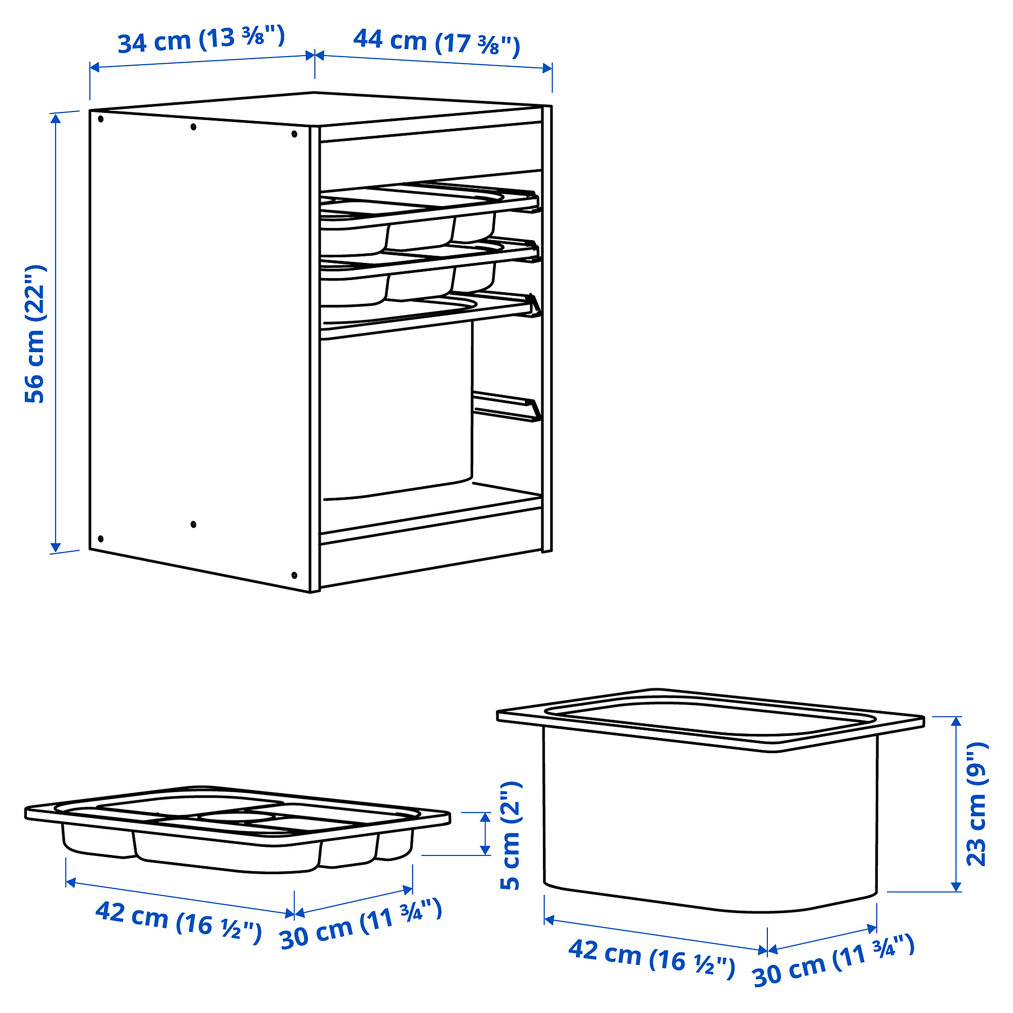 TROFAST storage combination with box/trays