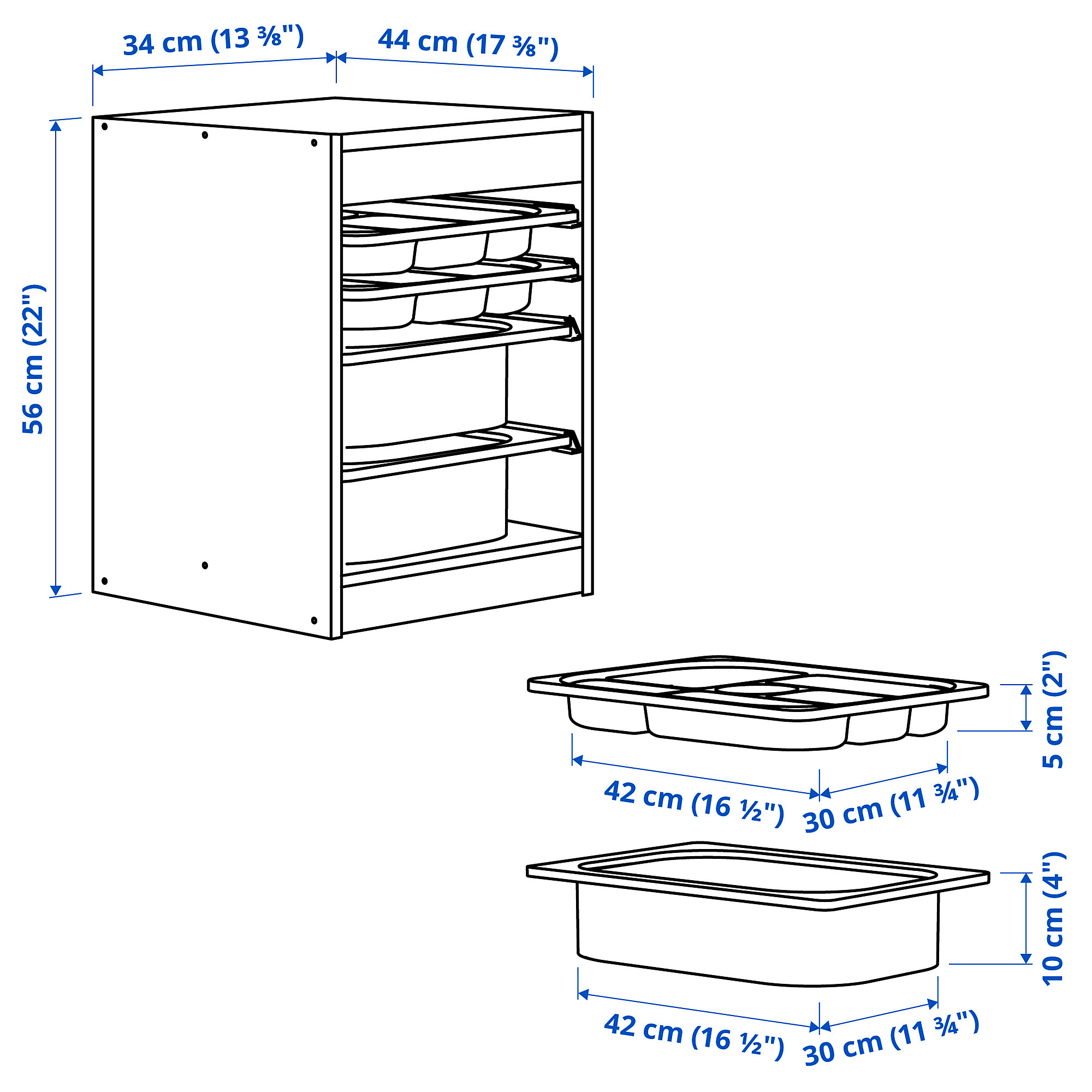TROFAST storage combination w boxes/trays