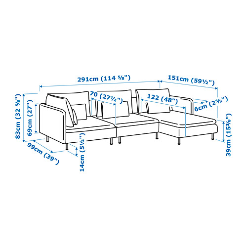 SÖDERHAMN - 4-seat sofa with chaise longue, Fridtuna light beige | IKEA Taiwan Online - PE730875_S4