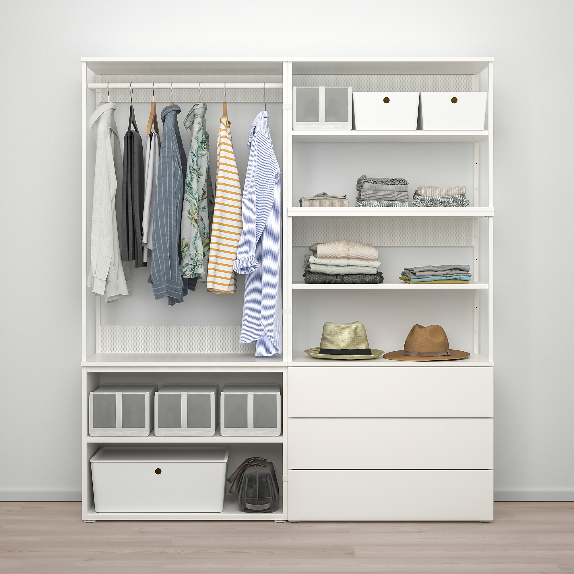 PLATSA wardrobe with 2 doors+3 drawers