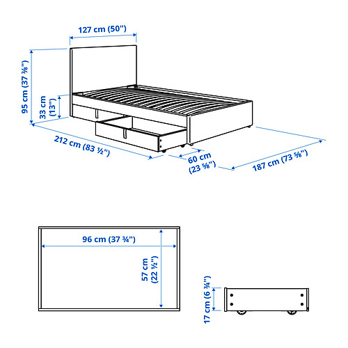 GLADSTAD - upholstered bed, 2 storage boxes, Kabusa light grey | IKEA Taiwan Online - PE830367_S4