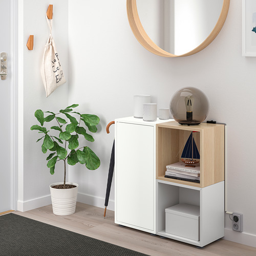 EKET - cabinet combination with feet, white/light grey/white stained oak effect | IKEA Taiwan Online - PE730928_S4