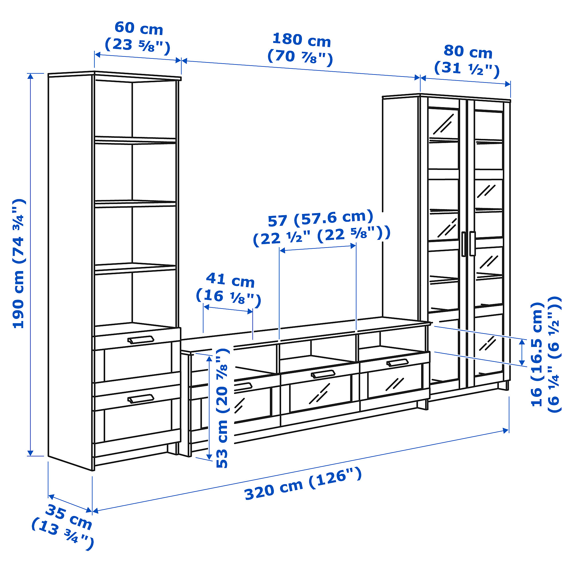 BRIMNES TV storage combination/glass doors