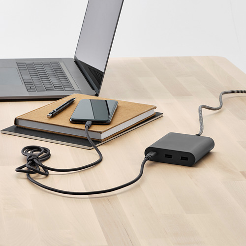LILLHULT - USB Type C轉lightning傳輸線, 深灰色 | IKEA 線上購物 - PE785305_S4