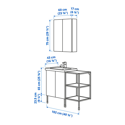 ENHET/TVÄLLEN - bathroom furniture, set of 14, grey frame/anthracite Pilkån tap | IKEA Taiwan Online - PE785414_S4