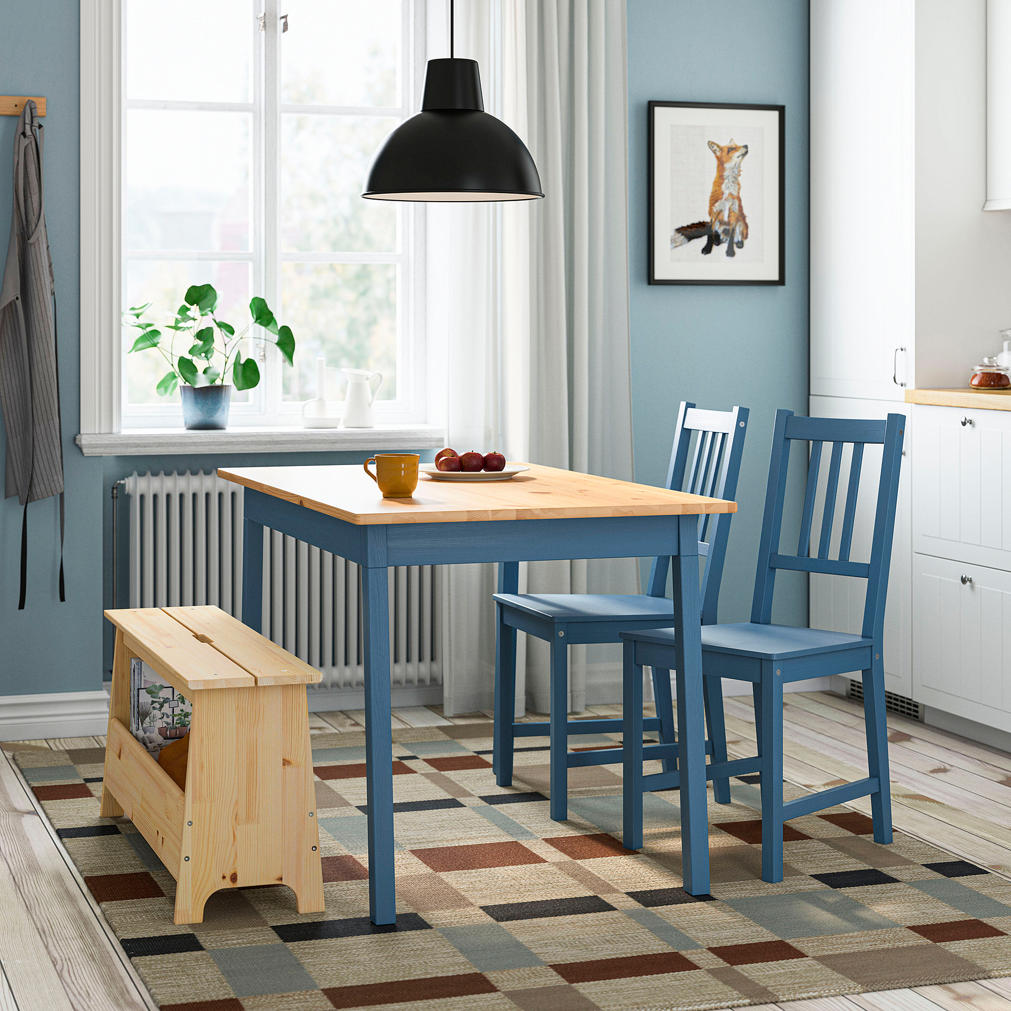 PINNTORP/PERJOHAN table with 2 chairs and bench