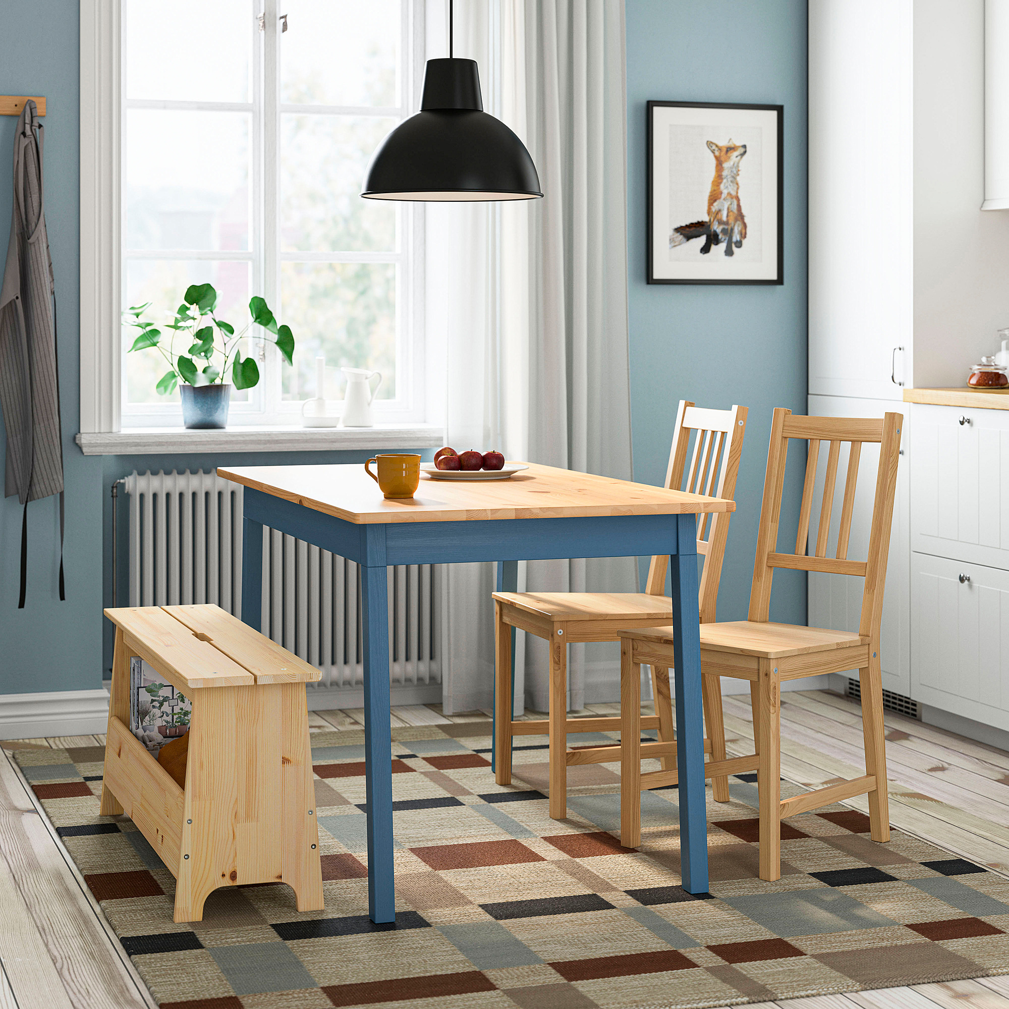 PINNTORP/PERJOHAN table with 2 chairs and bench