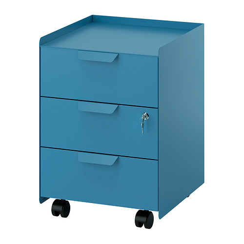 TROTTEN - 附輪腳抽屜櫃/3抽，藍色 | IKEA 線上購物 - E1012236_S4
