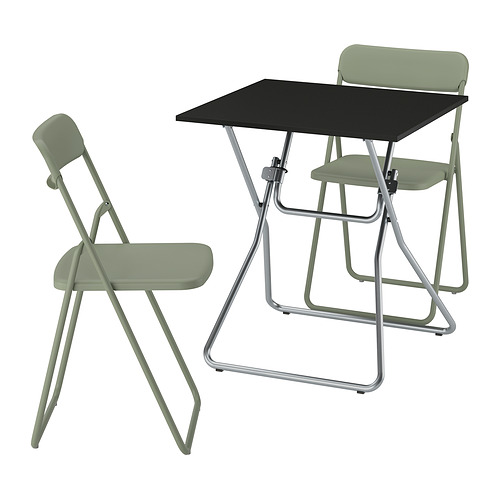GUNDE/VIHALS table and 2 folding chairs