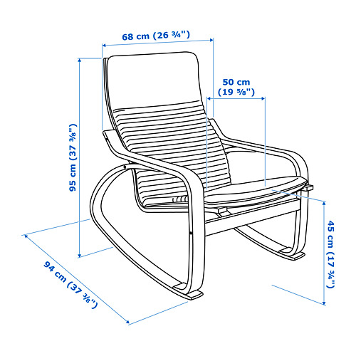 POÄNG - 搖椅, 實木貼皮, 樺木/Knisa 黑色 | IKEA 線上購物 - PE688048_S4