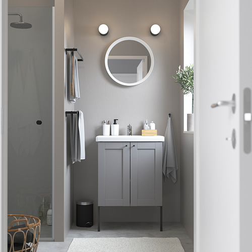 ENHET/TVÄLLEN - wash-basin cabinet with 2 doors, grey frame/grey Lillsvan tap | IKEA Taiwan Online - PE785821_S4