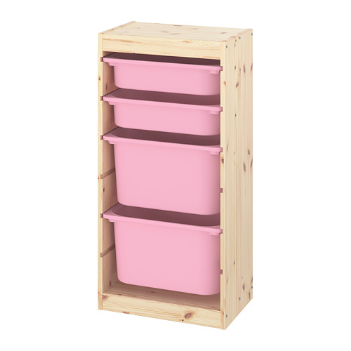 TROFAST - storage combination with boxes, light white stained pine/pink | IKEA Taiwan Online - PE774123_S4