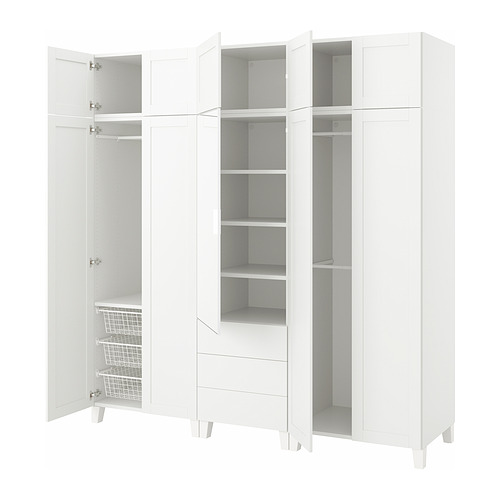 PLATSA wardrobe with 10 doors + 3 drawers