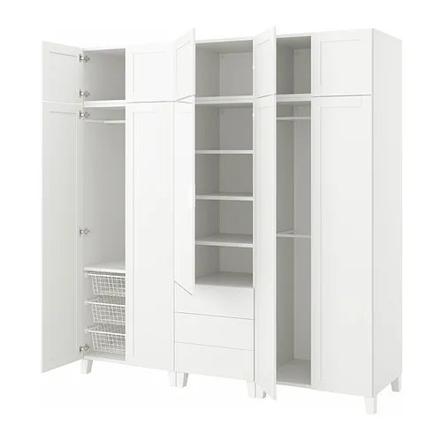 PLATSA - 10門3抽屜衣櫃, 白色 STRAUMEN鏡面玻璃/SANNIDAL白色, 220x57x231 公分 | IKEA 線上購物 - PE830982_S4