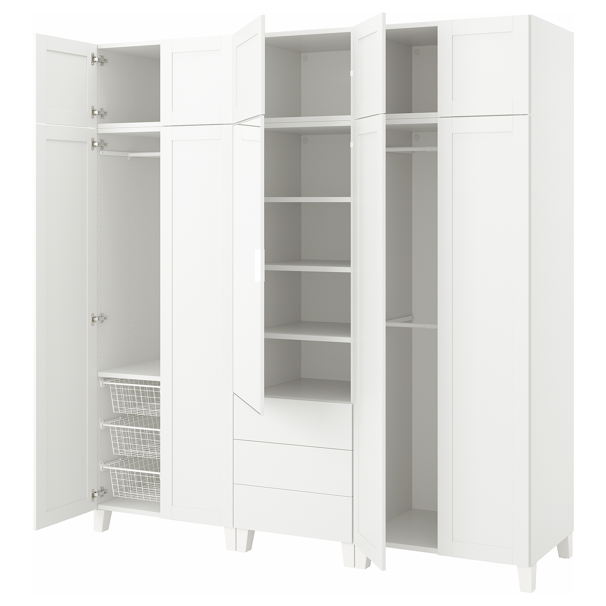 PLATSA wardrobe with 10 doors + 3 drawers