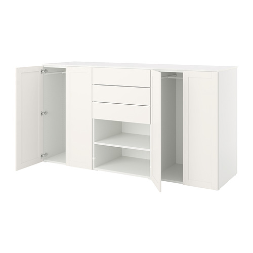 PLATSA wardrobe with 4 doors+3 drawers