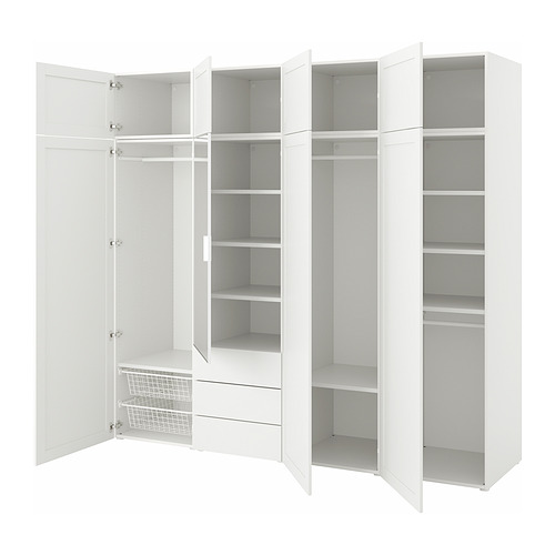 PLATSA wardrobe with 8 doors+3 drawers