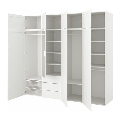 Ikea 3 door white sales wardrobe with mirror