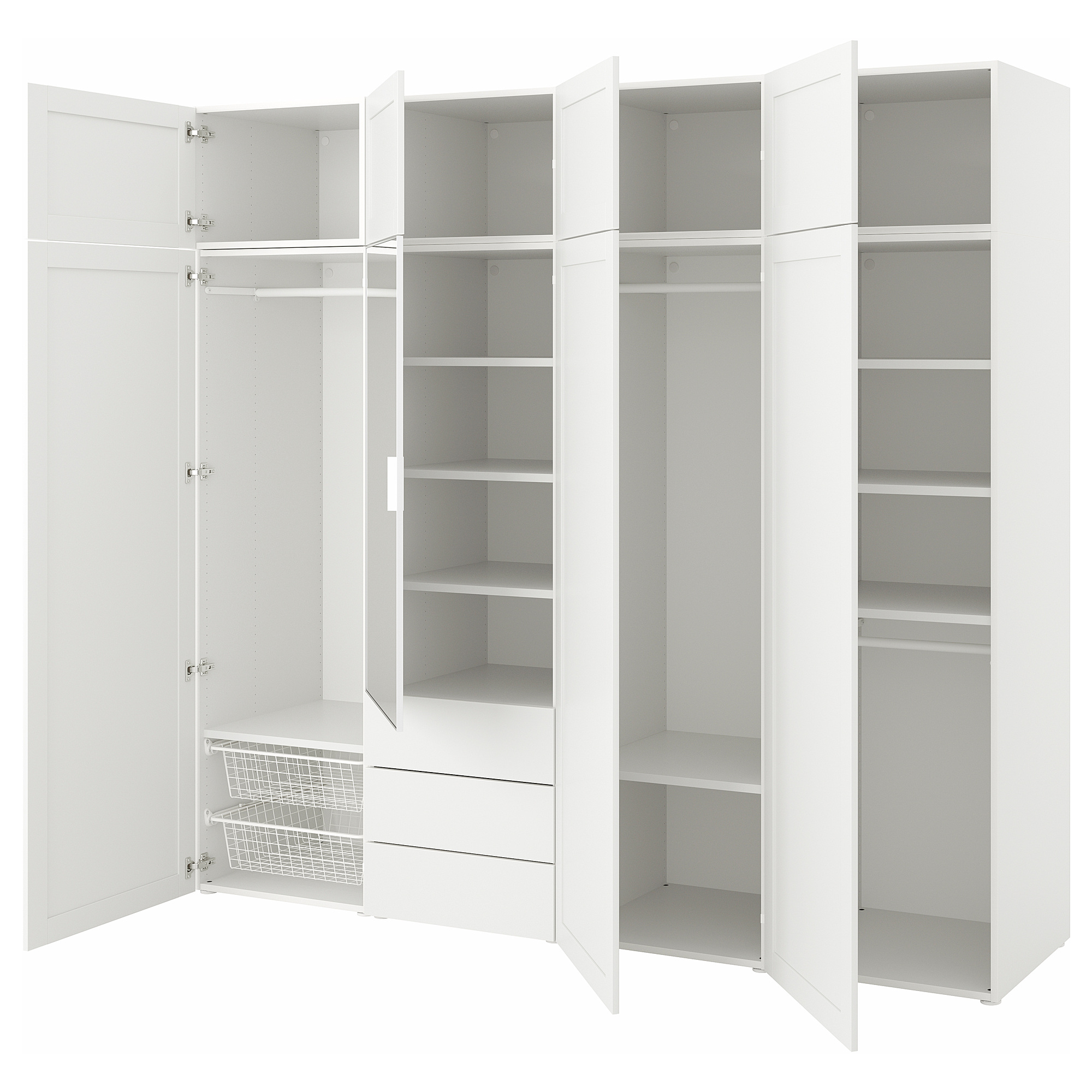 PLATSA wardrobe with 8 doors+3 drawers