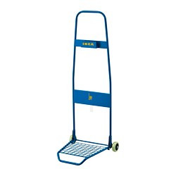 [贈送] IKEA藍色小型雙輪搬運推車(輪子損壞)-洽中