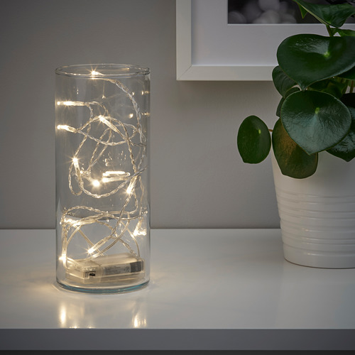 LEDFYR - LED裝飾燈串/12個燈泡, 室內/電池式 銀色 | IKEA 線上購物 - PE731414_S4