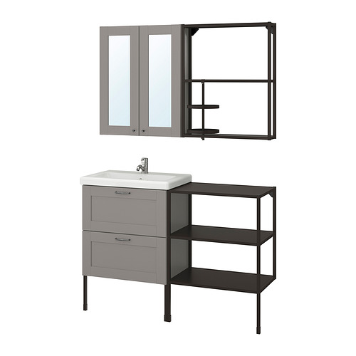 ENHET/TVÄLLEN - bathroom furniture, set of 15, grey frame/anthracite Pilkån tap | IKEA Taiwan Online - PE831062_S4