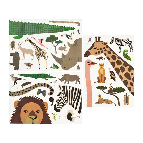 SANDLÖPARE - decoration stickers, set of 3, multicolour/animals on the savannah | IKEA Taiwan Online - PE976373_S4