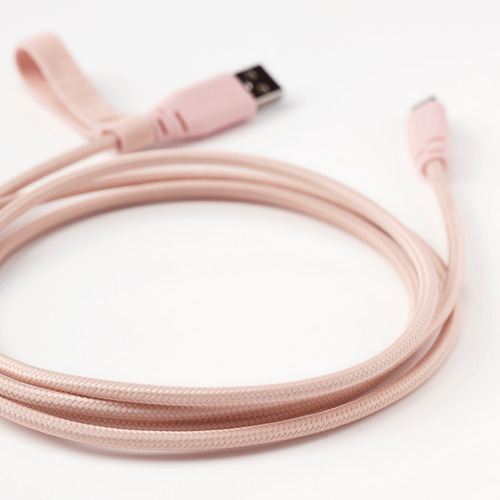 LILLHULT - USB Type A轉Lightning傳輸線, 布質/淺粉紅色 | IKEA 線上購物 - PE786127_S4