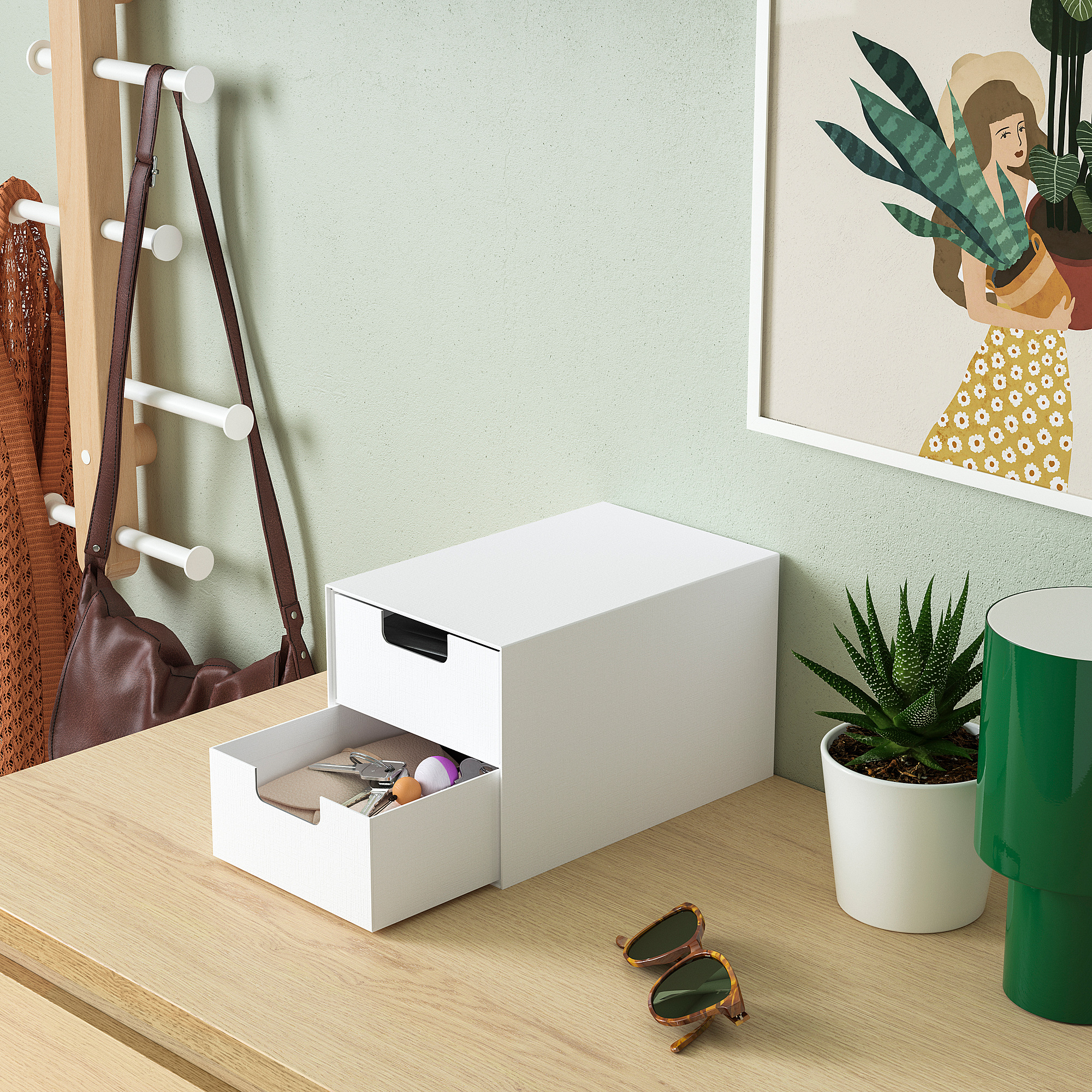 FJÄDERHARV mini chest with 2 drawers