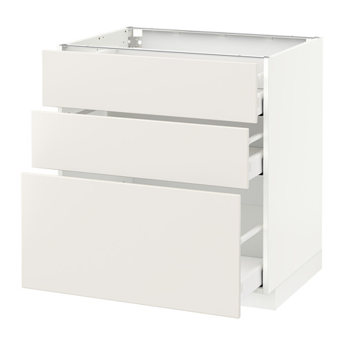 METOD - base cabinet with 3 drawers, white Maximera/Veddinge white, 80x60x80 cm | IKEA Taiwan Online - PE515159_S4