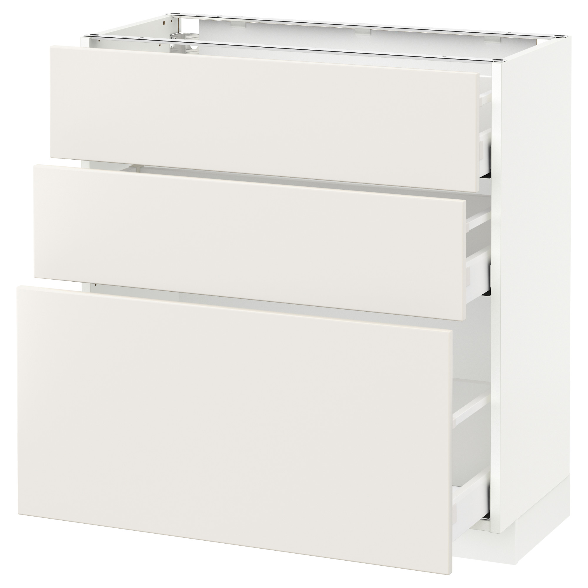 METOD base cabinet with 3 drawers