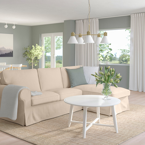 EKTORP - 3-seat sofa with chaise longue, Hallarp beige | IKEA Taiwan Online - PE774502_S4