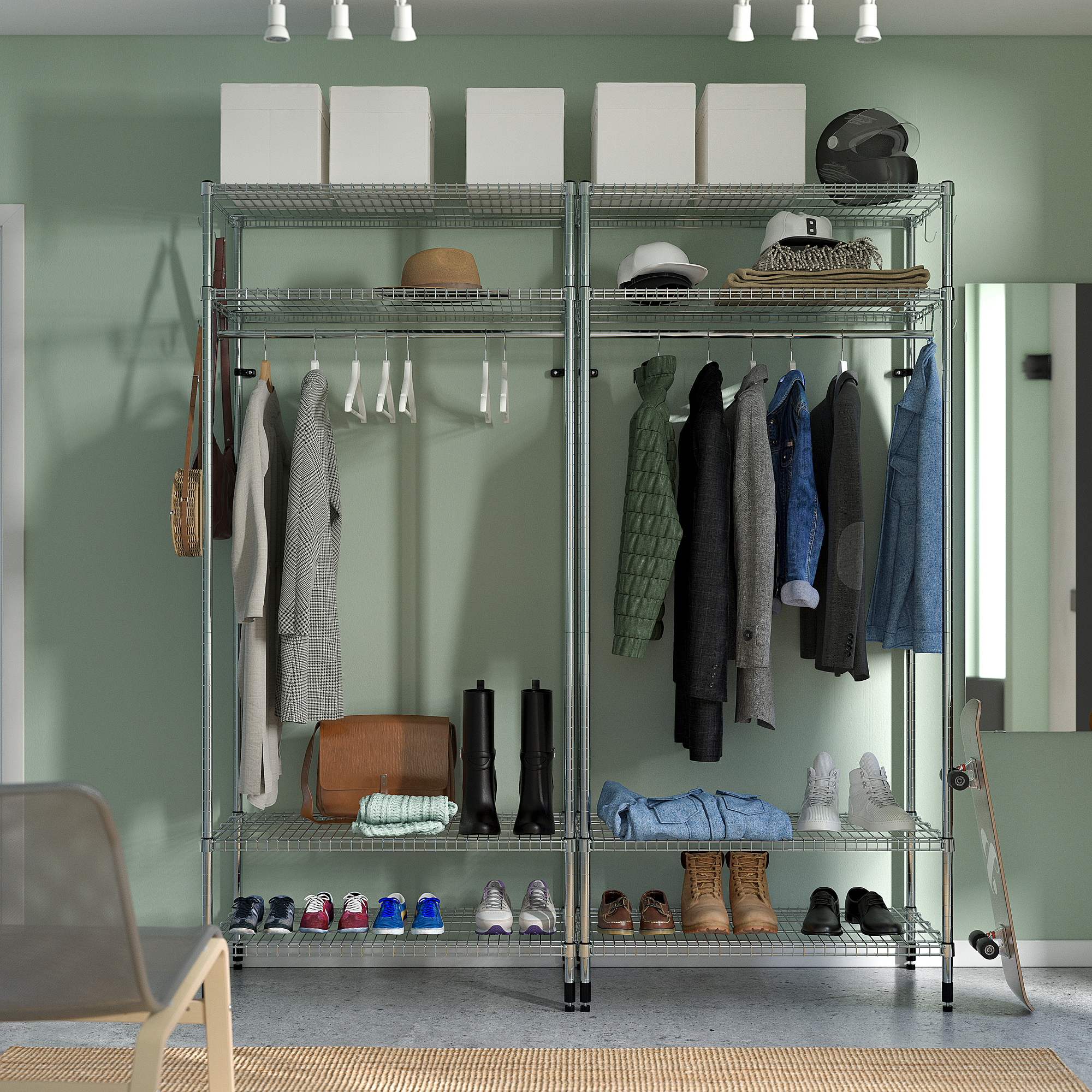 OMAR shelving unit with clothes rail