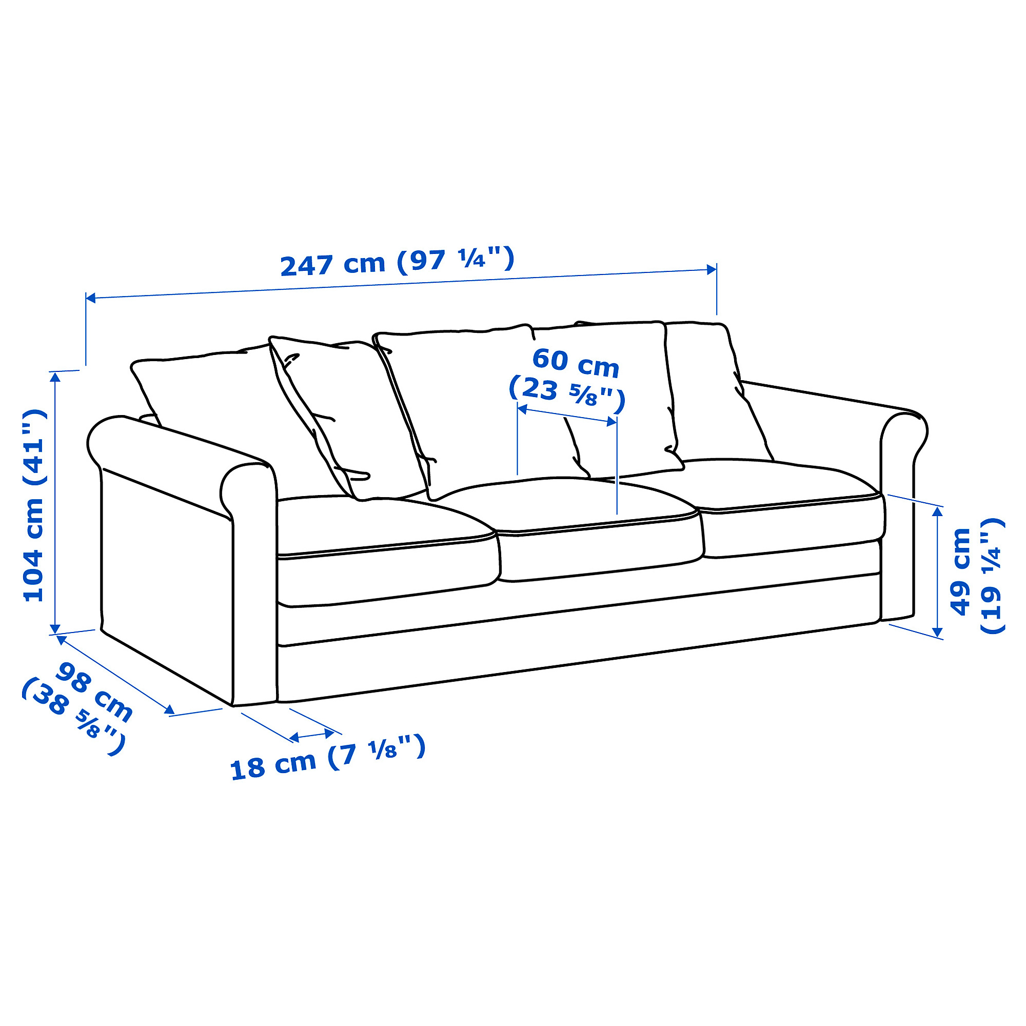 GRÖNLID 3-seat sofa