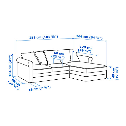 GRÖNLID 3-seat sofa with chaise longue