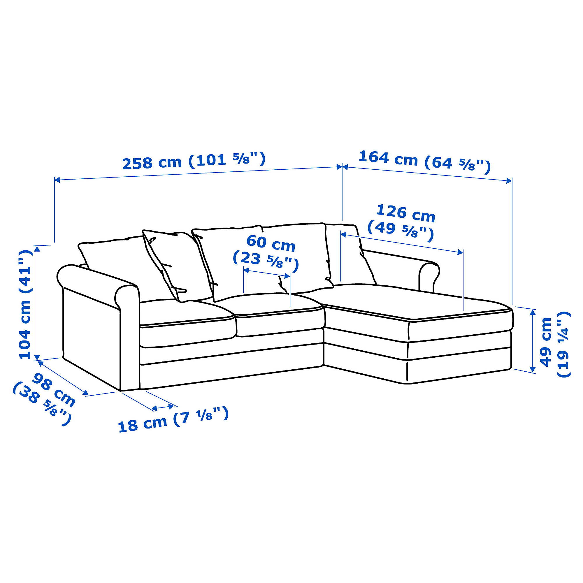 GRÖNLID 3-seat sofa with chaise longue