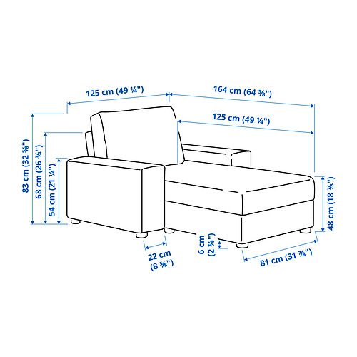 VIMLE - 躺椅, 有寬敞扶手/Saxemara 黑藍色 | IKEA 線上購物 - PE831251_S4