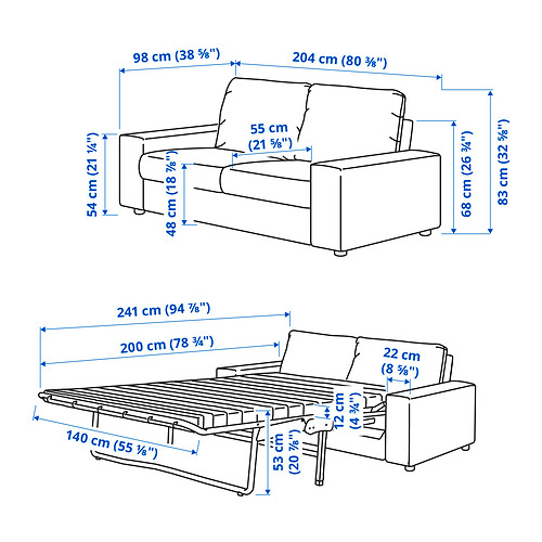VIMLE - 雙人座沙發床, 有寬敞扶手/Saxemara 淺藍色 | IKEA 線上購物 - PE831254_S4