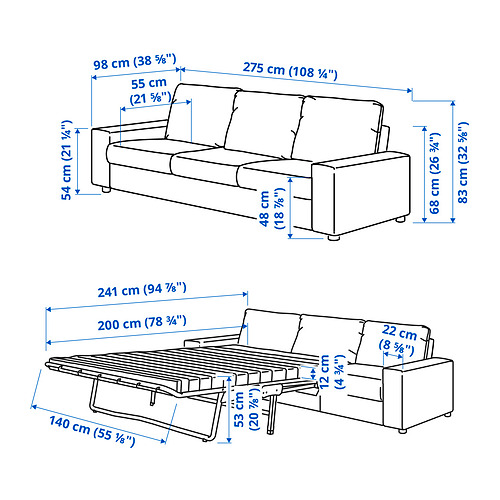VIMLE - 三人座沙發床, 有寬敞扶手/Gunnared 灰色 | IKEA 線上購物 - PE831255_S4